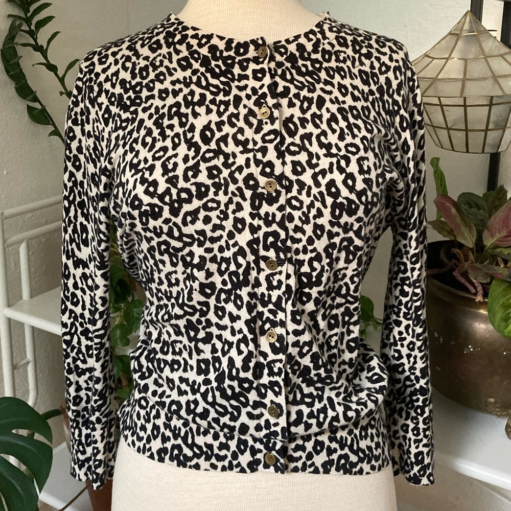 LOFT Ann Taylor Leopard Cardigan 100% cotton